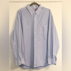 Izod XXL Blue White Stripe Oxford Shirt | Big & Tall Cotton Preppy Casual